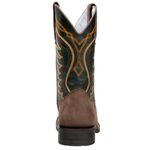 Texana Masculina Em Couro Nobre Crazy Café Com Cano Verde E Bordado