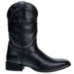 Bota Texana Masculina Couro Legitimo Preto Com Solado De Couro