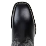 Bota Texana Masculina Couro Legitimo Preto Com Solado De Couro