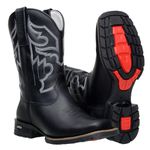 Bota Masculina Texana Em Couro Bovino Legítimo Preto Solado Texas