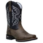 Bota Texana Masculina Texas Em Couro Legítimo Preto Bordado 