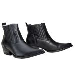 Botina Country Masculina De Bico Fino Em Couro Nobre Preto