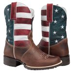 Bota Texana Masculina Bandeira Estados Unidos Couro Café