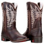 Bota Country Montaria Masculina Em Couro Nobre Café Bico Redondo