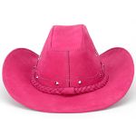 Chapéu Country Feminino Couro Rosa