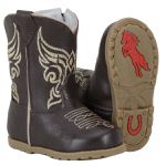 Bota Baby Texana De Couro Café-bege