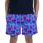 Beermuda Azul Caveira Rosa