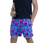 Beermuda Azul Caveira Rosa