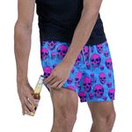 Beermuda Azul Caveira Rosa