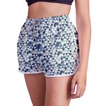 Short Feminino - Azul e branco - Geométrico