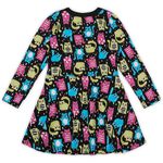 78856 VESTIDO INFANTIL MARISOL ESTAMPADO MANGA LONGA Preto