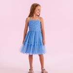 VESTIDO INFANTIL FESTA AZUL CARBONO PETIT CHERIE 3127004 Azul