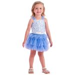 CONJUNTO MENINA SAIA FRUFRU AZUL PETIT CHERIE 8027016 Azul