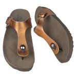 Papete Ox de Dedo em Couro Metalizada Cor Laranja