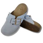 Clogs Ox em Couro Camurça Cor Azul Bebê 