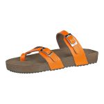 Papete Ox Duas Tiras de Dedo em Couro Naturalle cor Laranja