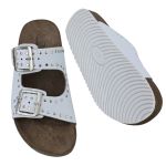 Papete Ox Duas Fivelas em Couro Naturalle Cor White Metal com Tachas