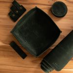 Kit Escritório com Mousepad Couro Verde Rústico