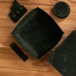 Kit Escritório com Mousepad Couro Verde Rústico