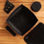 Kit Escritório com Mousepad Couro Preto Rústico 