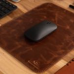 Kit Escritório com Mousepad Couro Marrom Rústico 