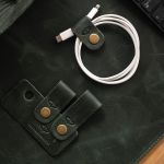 Kit Porta Cabos em Couro Alicante Verde Rústico