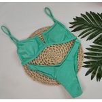 Conjunto Aro V Verde Água Canelado