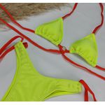 Conjunto Manu Amarelo Neon trilobal Com Tiras Laranja