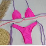 Conjunto Manu Rosa Neon Trilobal Com Mix Tiras 