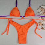 Conjunto Manu Laranja Neon mix de tiras Roxa/laranja