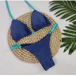 Conjunto Summer Azul Marinho Canelado Com Tiras Azul Piscina