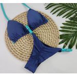 Conjunto Summer Azul Marinho Canelado Com Tiras Azul Piscina