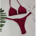 Conjunto Fio Dental Vinho Canelado
