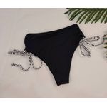 Calcinha Hot Pant Preto - Tiras listrado branco