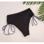 Calcinha Hot Pant Preto - Tiras Listrado Lilás