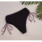 Calcinha Hot Pant Preto - Tiras Listrado Rosa