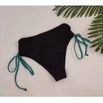 Calcinha Hot Pant Preto - Tiras listrado verde