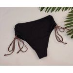Calcinha Hot Pant Preto - Tiras listrado nude
