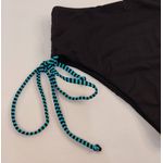 Calcinha Hot Pant Preto - Tiras listrado azul