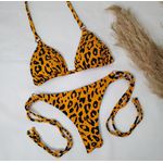 Lacinho Argolas Animal Print Mostarda