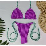 Lacinho Summer Listrado Roxo com Tira Verde