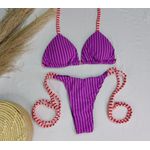 Lacinho Summer Listrado Roxo com Tira Pêssego 