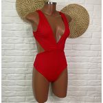 Maiô Decote Vermelho Liso