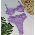 Conjunto Meia Taça + Hot Pants Lavanda Canelado