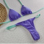 Conjunto Fio Dental Lilás com tiras Verdes 