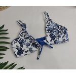 Top Laço Floral Azul