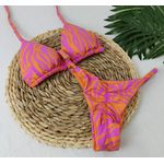 Conjunto Summer Zebra Rosa Com Laranja