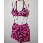 Short Transpassado Animal Print Rosa