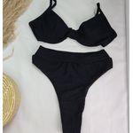 Conjunto Meia Taça + Hot Pants Lurex Preto