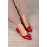 Sapatilha Fivela Quadrada Luxo Super Confortável_3061- Vermelho